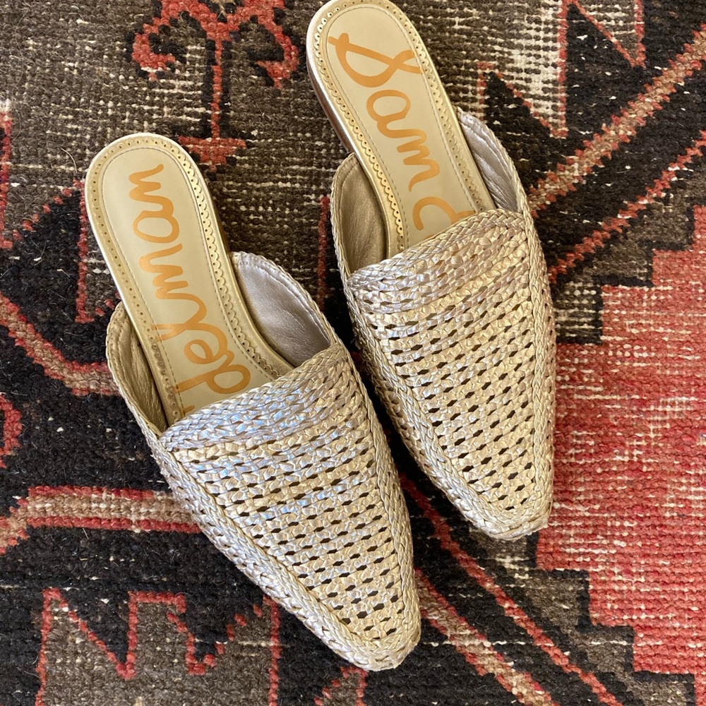 Sam Edelman Gold Woven Mules- $35